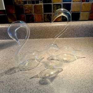 Blown glass swans